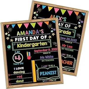 First Day of School Sign, First Day of School Board, 14" x 11" Double-Sided & Reusable 1st Day of School Board, Back to School Supplies for Preschool Kindergarten 1st Grade, Last Day of School Sign