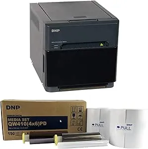 DNP QW410 4.5-inch Dye-Sublimation Professional Photo Printer Essential Bundle with 4x6-inch Digital Media, 2 Rolls (300 Total Prints)