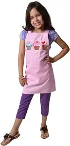 Girls Pink Canvas Cupcake Apron