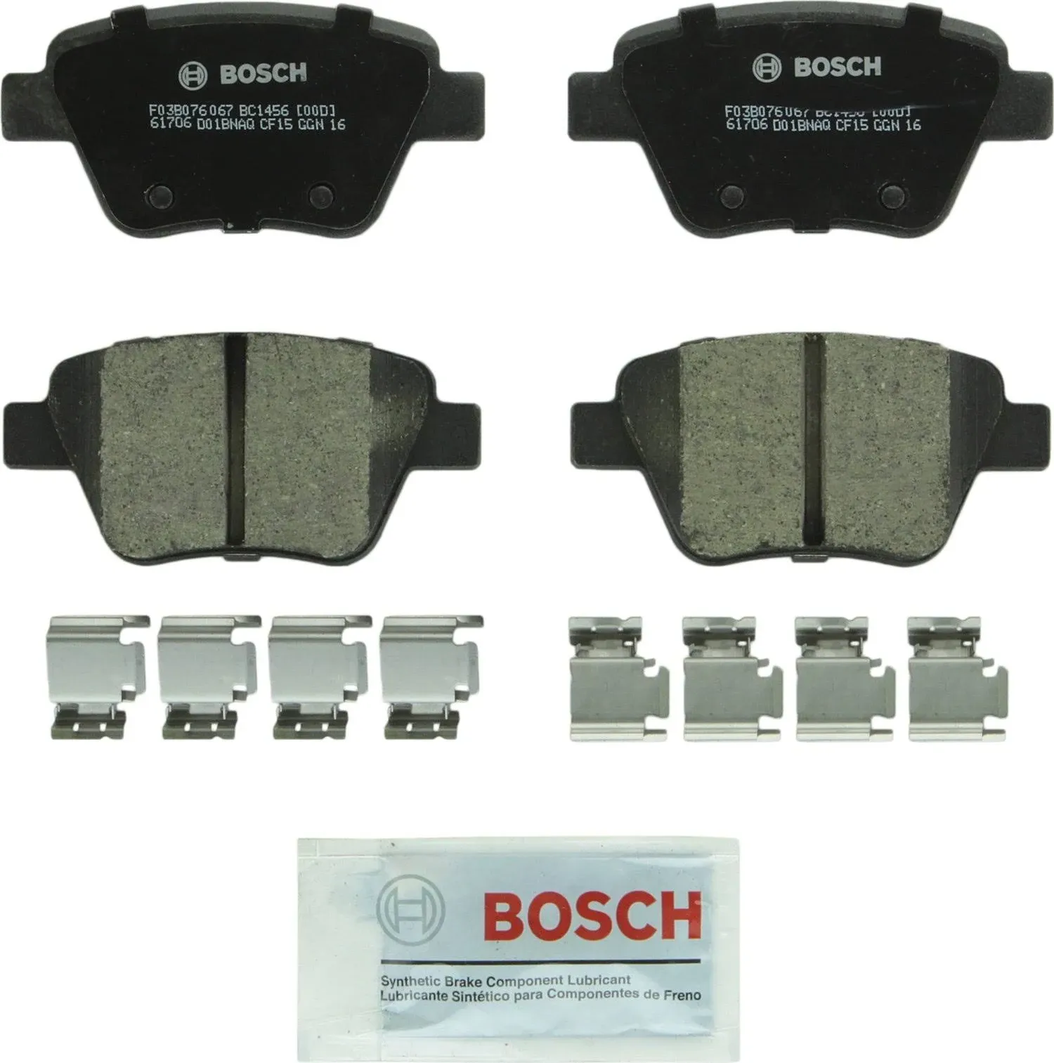 BOSCH BC1456 QuietCast Premium Ceramic Disc Brake Pad Set - Compatible With Select Audi A3, A3 Quattro, A4; Volkswagen Beetle, Eos, Golf, Golf SportWagen, GTI, Jetta, Passat; REAR