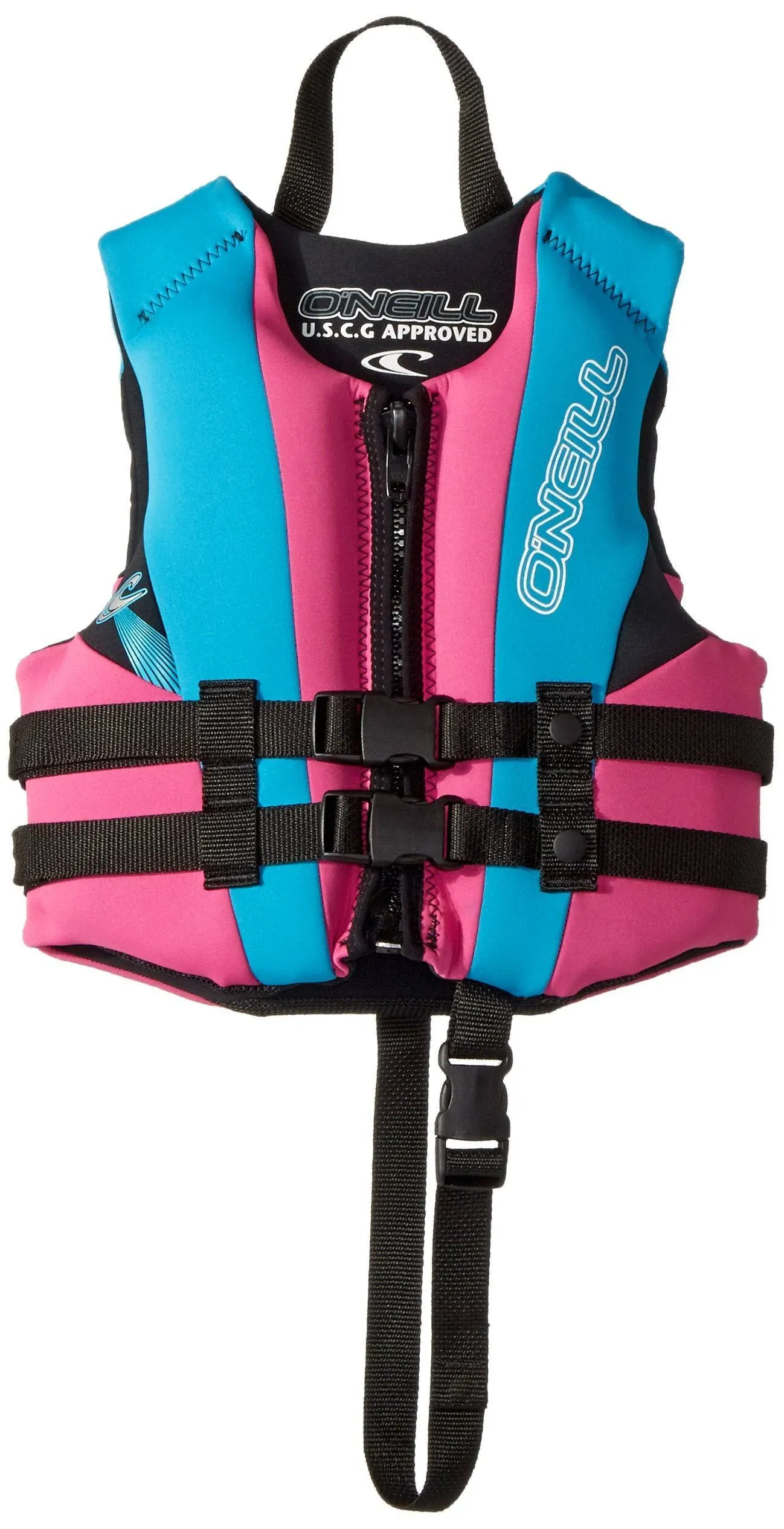 O'Neill Child Reactor FZ USCG Life Jacket in Petal/Turquoise/Black