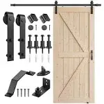 SMARTSTANDARD 36in x 84in Sliding Barn Door with 6.6ft Barn Door Hardware Kit & Handle, Pre-Drilled Ready to Assemble, DIY Unfinished Solid Spruce