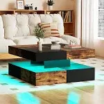 Rustic Brown LED Coffee Table