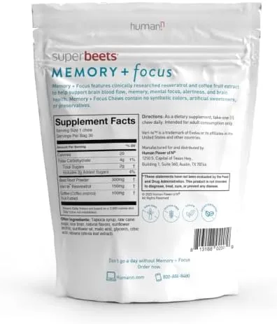 HumanN SuperBeets Memory & Focus Chews