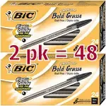 Bic Cristal Bold, 1.6 mm Ball Pen, Black - Pack of 48 (MSBP241-BKx2)