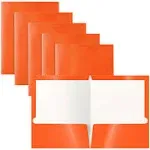 Better Office Products 2 Pocket Glossy Laminated Paper Folders, Letter Size, Orange Paper Portfolios, Box of 25 Orange Folders