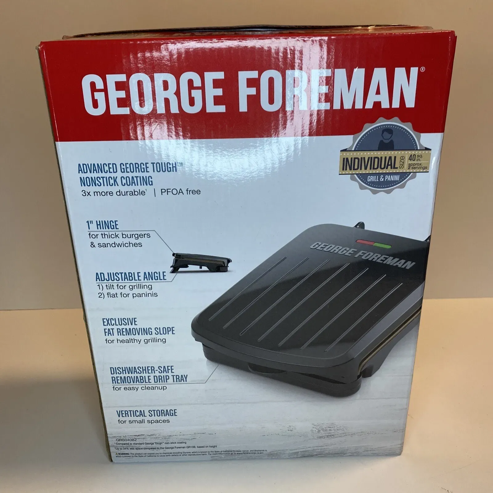 George Foreman 2-Serving Classic Plate Grill, Black