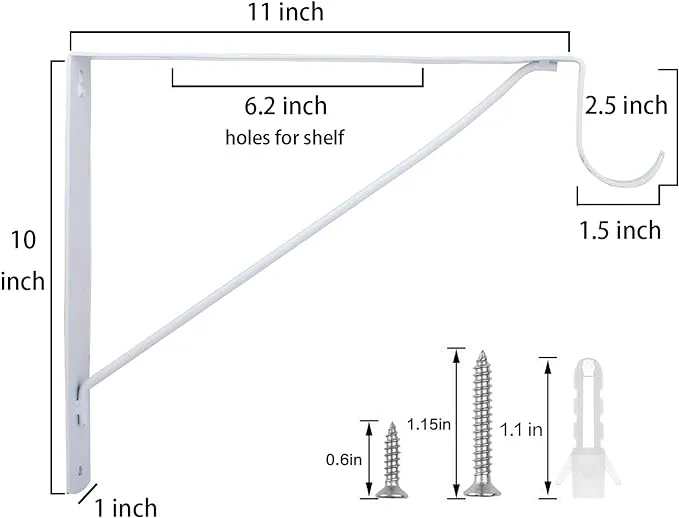 Eau 4 Packs of White Heavy Duty Closet Shelf and Rod Bracket, Closet Shelf Bracket with Rod Support Great for Both Shelf Storage and Closet Rod