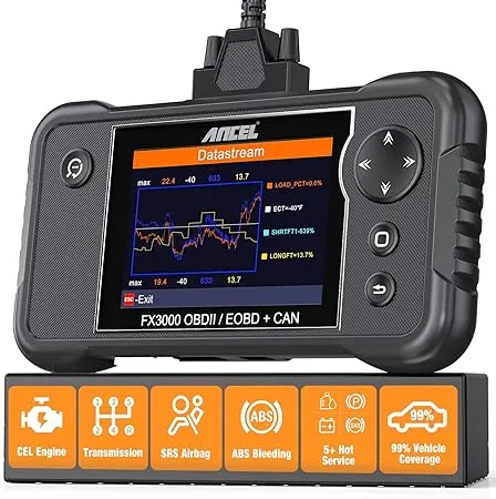 ANCEL OBD2 Scanner FX3000 Scan Tool, 5 Reset Services, Battery Registration Tool, ABS Bleeding/SAS Calibration/EPB/Oil Reset Car Diagnostic Scanner, ABS/SRS/at/Check Engine Code Reader Free Update