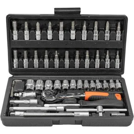 JB Tools 1/4" Drive Reversible Ratchet Wrench 46-Piece Tool Kit