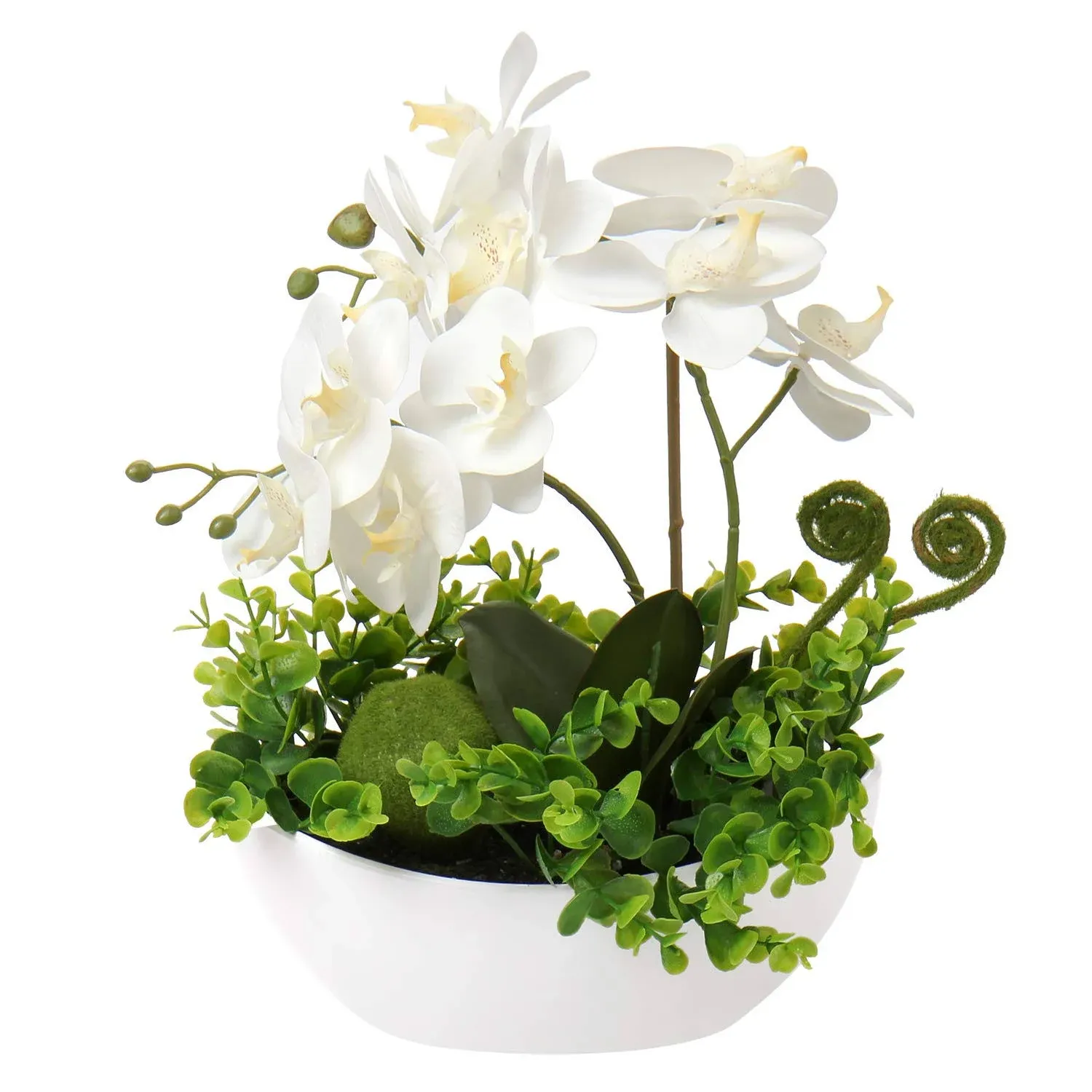 Orchids Artificial Flowers 14" Large Fake Orchid White Phalaenopsis Orchid Flower ...