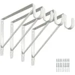 4 Pack Closet Rod Bracket Heavy Duty Shelf and White-4Pack, White 