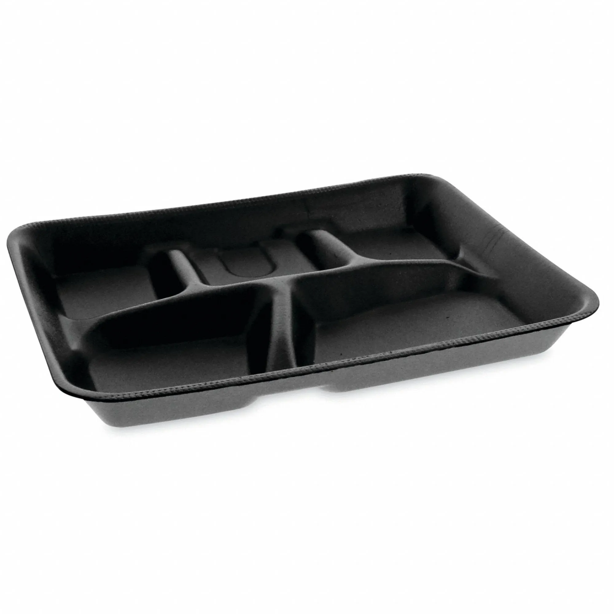 Foam School Trays, 5-compartment, 8.25 X 10.25 X 1, Black, 500/carton