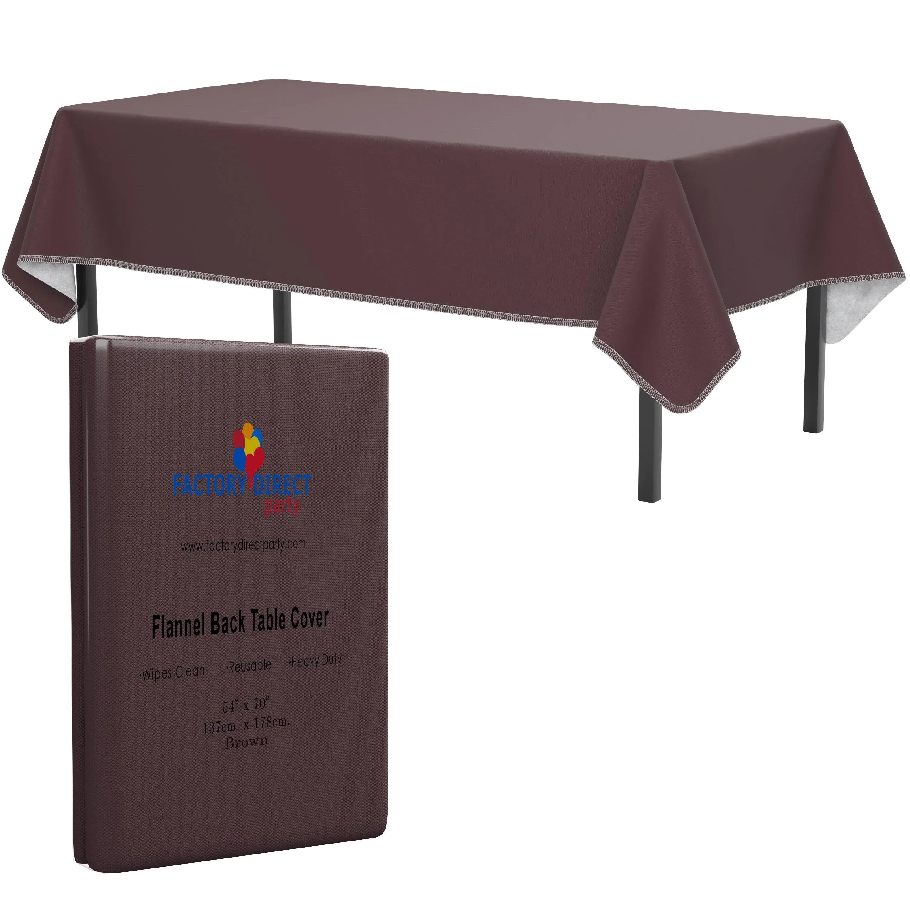 Brown Flannel Backed Table Cover 54 In. x 70 In.