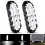 2x White 6&#034; Oval LED Tail Light Surface Mount Trailer Truck Backup Reverse Light