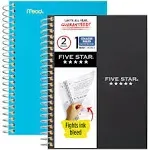 Five Star Spiral Notebooks, 1 Subject, College Ruled Paper, 100 Sheets, 7 inch x 5 inch, Personal size, Colors Selected for You, 2 Pack (73707)