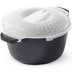 Pampered Chef 2 Qt Microwave Steamer Rice Cooker Pot w/Locking Lid #2778 Black