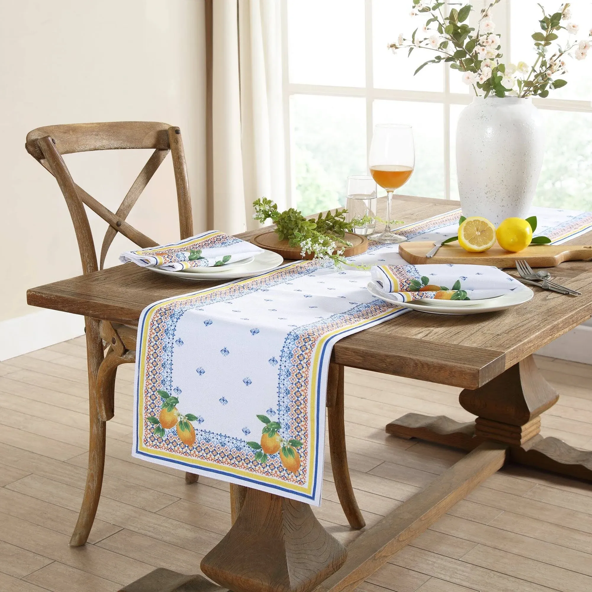 Capri Lemon Table Runner, 13" X 70" In Multi