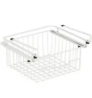 mDesign Compact Hanging Pullout Drawer Basket Sliding Under Shelf Storage Organizer