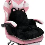 Cute Chair Cushion, Gaming Chair Cushion with Backrest Non-Slip, Comfy Seat Cushion for Office Desk, Kawaii Chair Cushions for Gamer, Soft Chair Cushion for Room Bedroom Decor（Black Kitty）