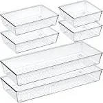 6 Pack Drawer Organizers, Plastic Clear Acrylic Non Slip Non Cracking kitchen...