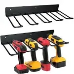 Electric Drill Storage Rack, 2PCS Heavy Duty Metal Wall Mounts, Holds 4 Drills, Compact Storage for Garage or Workshop