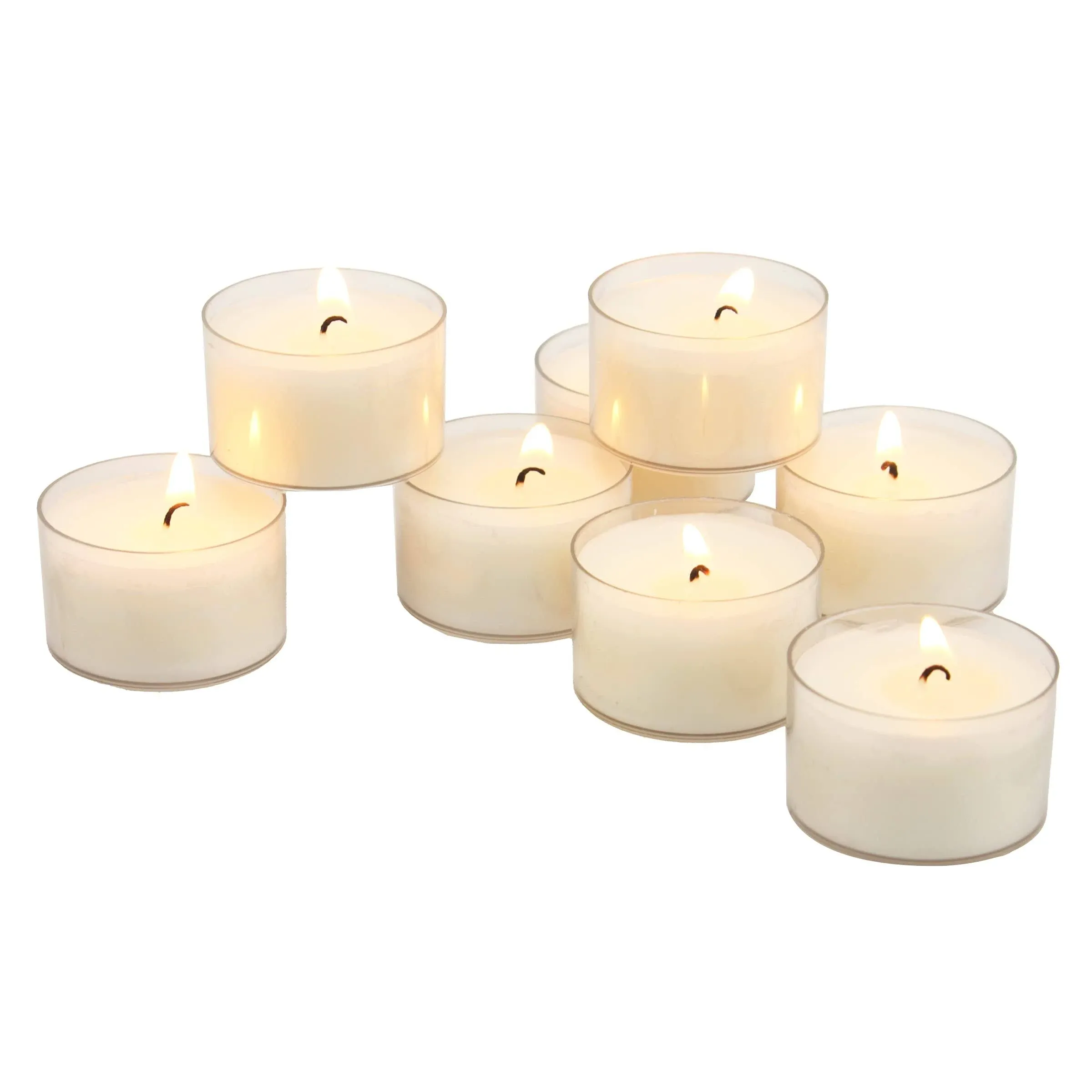 192 Pack Unscented 6 to 7 Hour Extended Burn Time Clear Cup Tea Light Candles