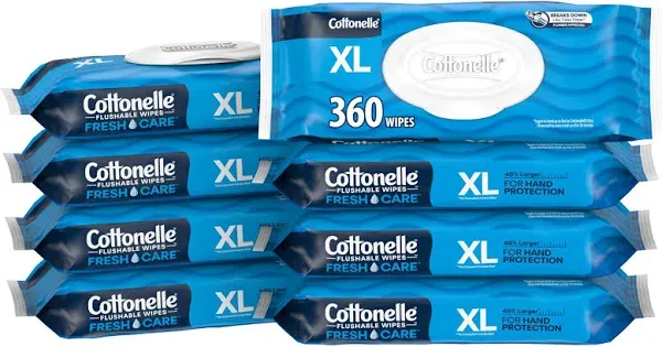 Cottonelle Extra Large Flushable Wipes Case of 360