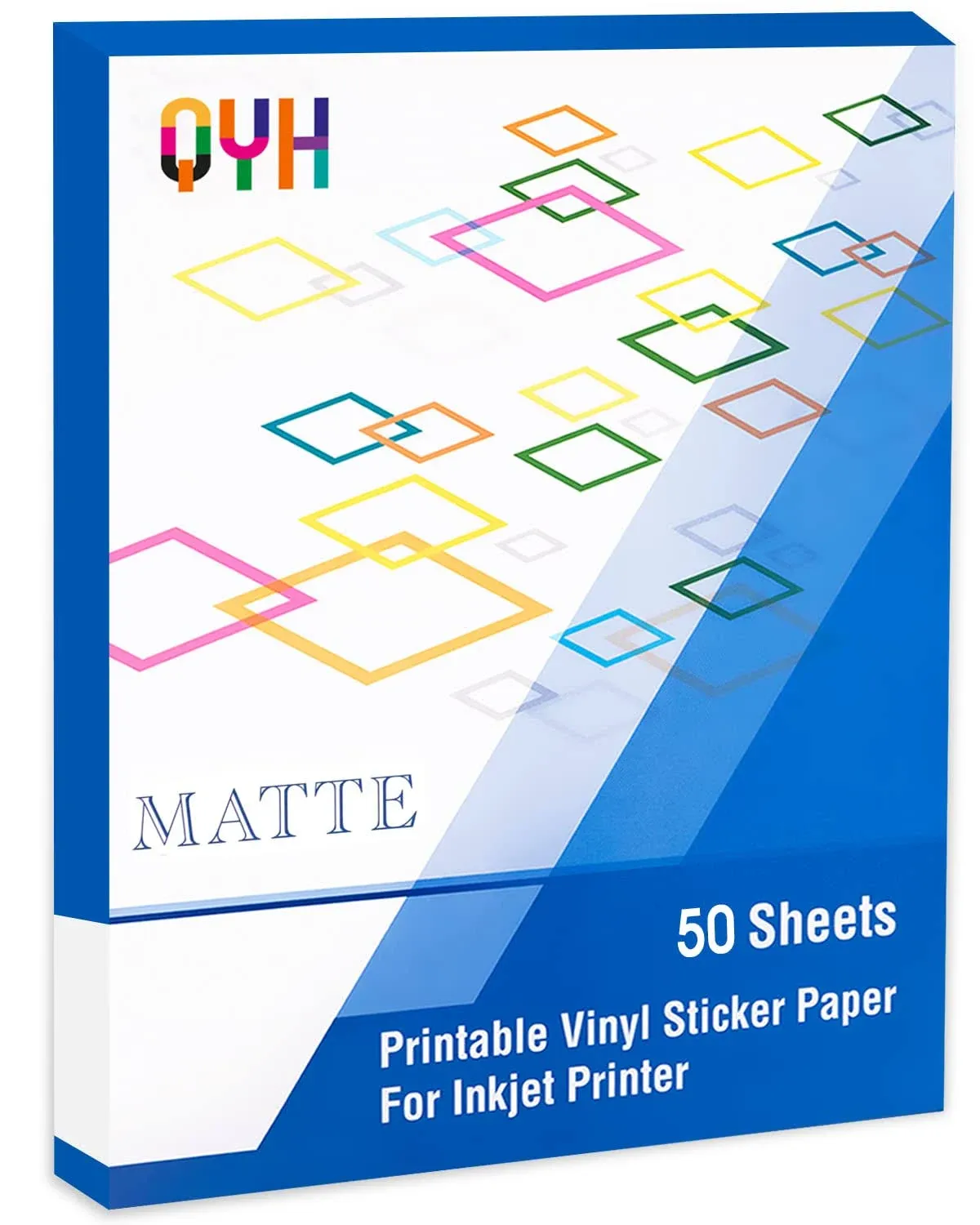 QYH Premium Printable Vinyl Sticker Paper - 50 Waterproof 50 sheets Matte White