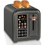 SEEDEEM Toaster 2 Slice, Stainless Toaster LCD Display&Touch Button, 50% Faster Heating Speed, 1.4'' Wide Slots Toaster, 4 Basic+More Timer