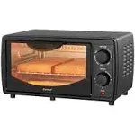 COMFEE' Toaster Oven Countertop, Small Toaster Ovens Combo 4 Slice, Mini Oven for 9" Pizza, Compact Oven 2 Racks for Toast, Bake, Broil, 950W, Black