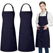 1 Pack 100% Cotton Aprons with 2 Pockets Cooking Chef Kitchen Adjustable Bib ...