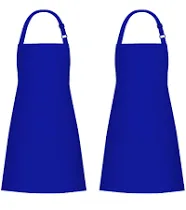 2 Pack 100% Cotton Aprons with 2 Pockets Cooking Chef Kitchen Adjustable Bib ...