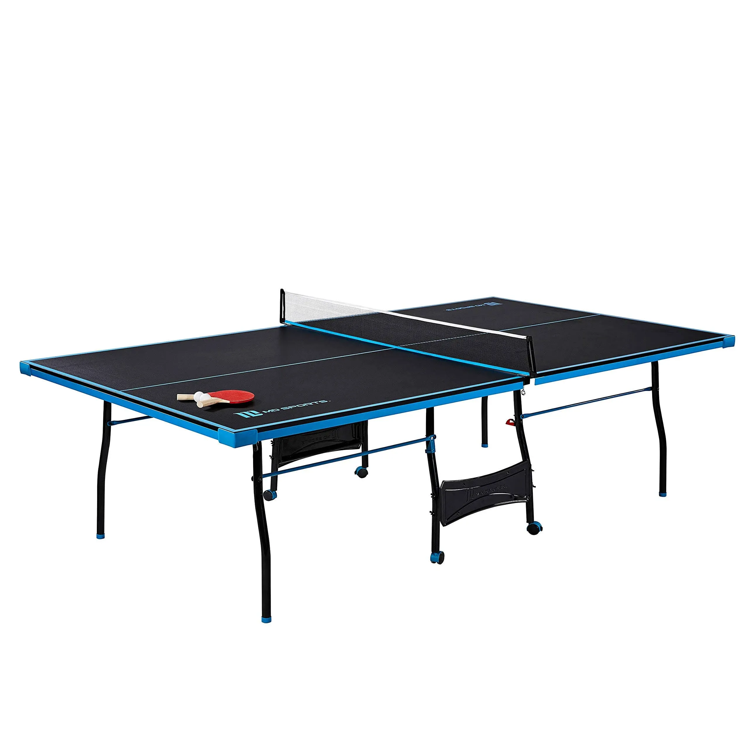 Official Size Tennis Ping Pong Indoor Foldable Table Paddle and Balls Black Blue