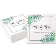 Sparkle and Bash Succulent Floral Mr. and Mrs. Paper Napkins