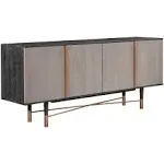 Turin Sideboard Cabinet in Rustic Oak Wood and Copper Accent