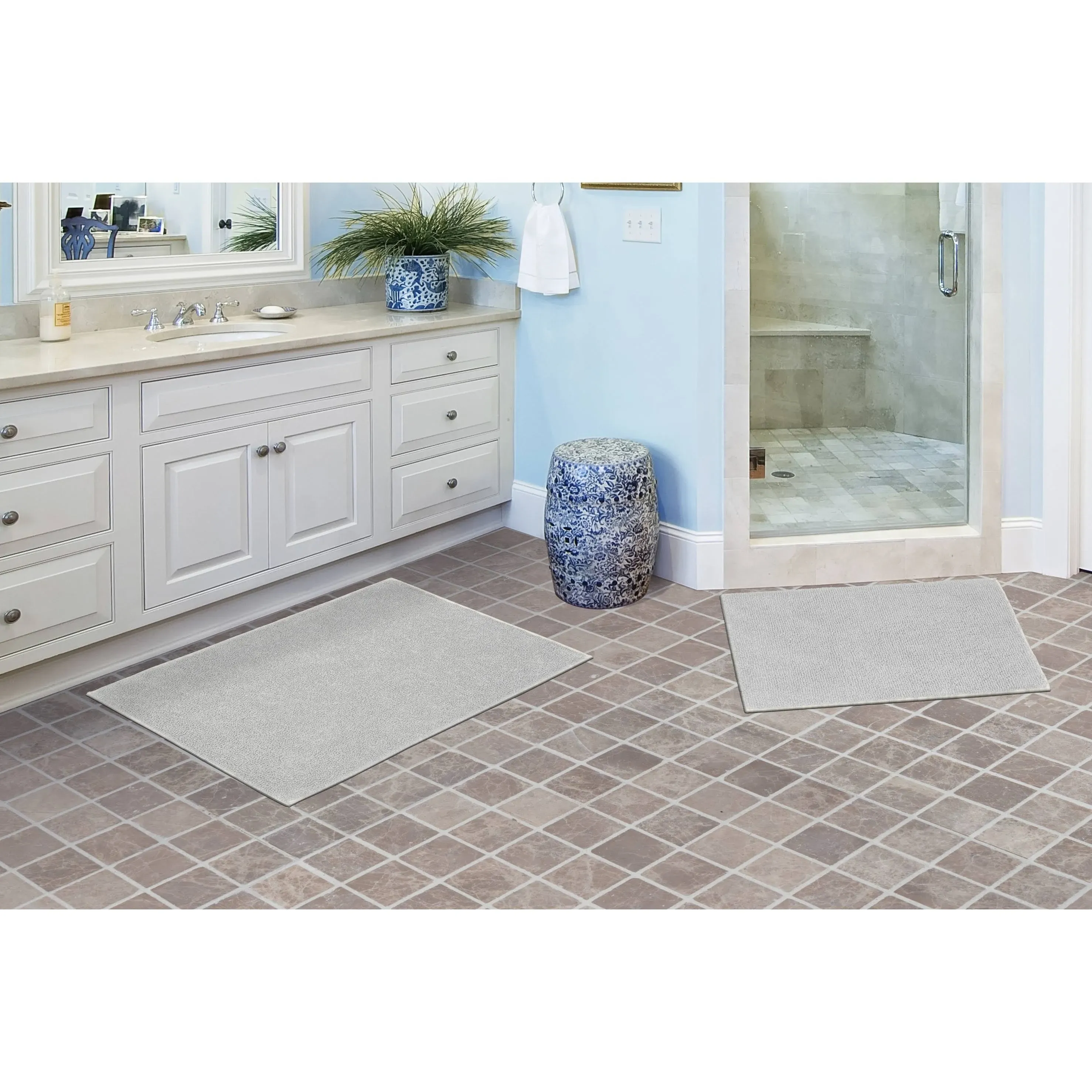 Garland Rug Queen Cotton 2 Piece Washable Bath Rug Set Platinum Gray