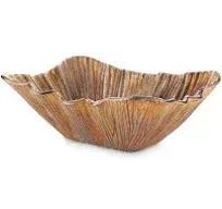 Signature Design by Ashley Gabbievale Contemporary Decorative Metallic Texture Like Bowl, Antique Gold Finish