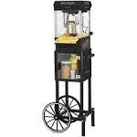 Nostalgia KPM220CTBK 2.5-oz. Popcorn Cart with 5-Qt. Popcorn Bowl - Black