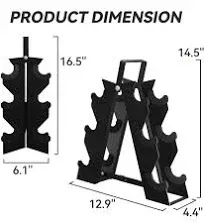 BalanceFrom Rubber Hex 5, 8, and 10 Pound Dumbbell Pairs with Metal Rack