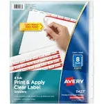 Avery Print and Apply Index Maker Clear Label Dividers 8 White Tabs Letter 5 Sets