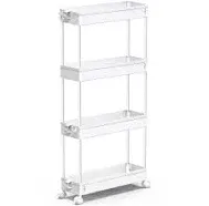 SPACEKEEPER Slim Rolling Storage Cart 4 Tier Utility Cart for Kitchen Laundry, W