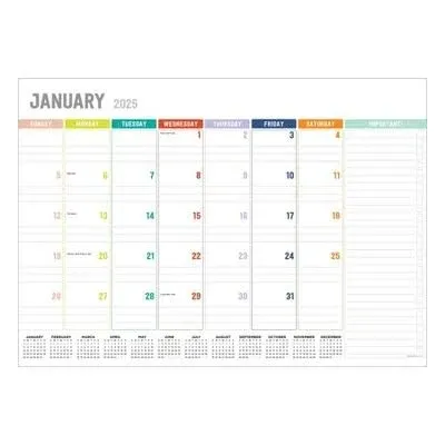 2025 Rainbow Blocks Medium Desk Pad Monthly Blotter Calendar