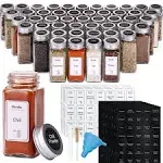 HATOKU Glass Spice Jars 48pcs Empty Square Spice Bottles, 4oz Seasoning Containe