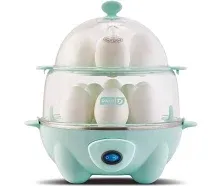 Deluxe Rapid Egg Cooker for Hard Boiled, Poached, Scrambled Eggs, Omelets, Steamed Vegetables, Dumplings & More, 12 capacity, with Auto Shut Off Feature, buzzer Alert- Aqua