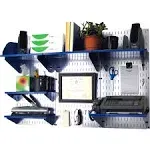 Wall Control Office Wall Mount Desk Storage and Organization Kit; Galvanized and Blue