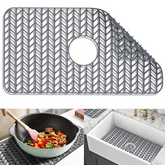 Silicone Sink Mat Protector GRID for Kitchen Sink 26&#039;&#039;x 14&#039;&#039; JOOKKI Drain Hole