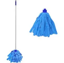 EaseYourDay Mop, One Mop Handle with Two Blue Microfiber Cloth Mop Heads (1 Handle & 2 Mop Heads)