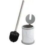 Bath Bliss Self Closing Lid Toilet Brush and Holder - Marble