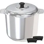 14 Quart Cast Aluminum Stock Pot with Lid - Durable &amp; Lightweight Soup Pot